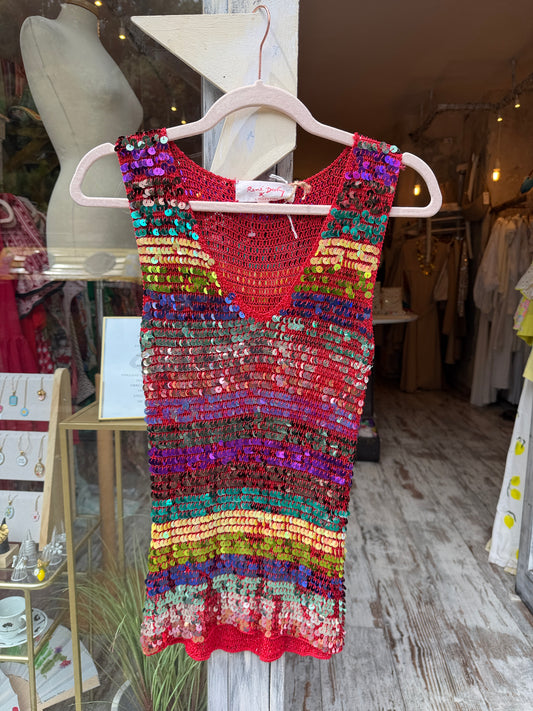NEW COLLECTION - TOP RENÉ DEHRY PAILLETTES ROSSO