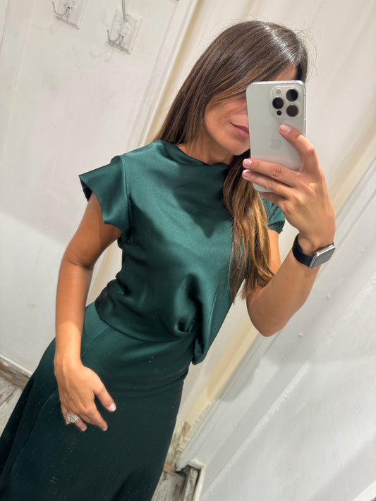 BLUSA SATIN VERDE BOSCO