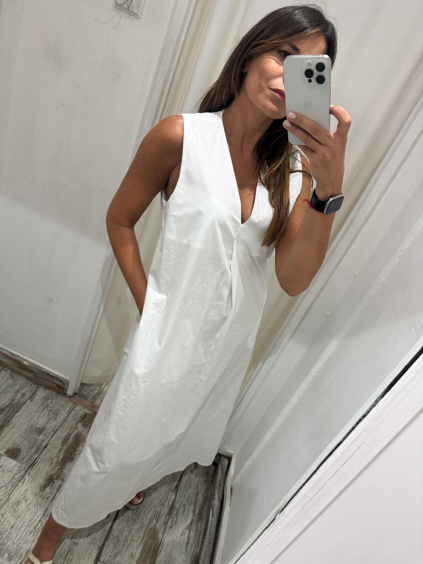 ABITO LONGUETTE COTONE BIANCO