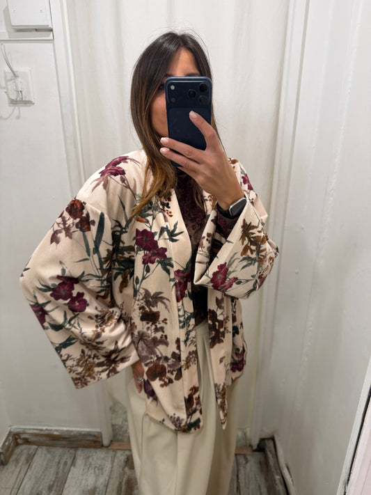 KIMONO CINIGLIA PANNA FIORI BORDEAUX