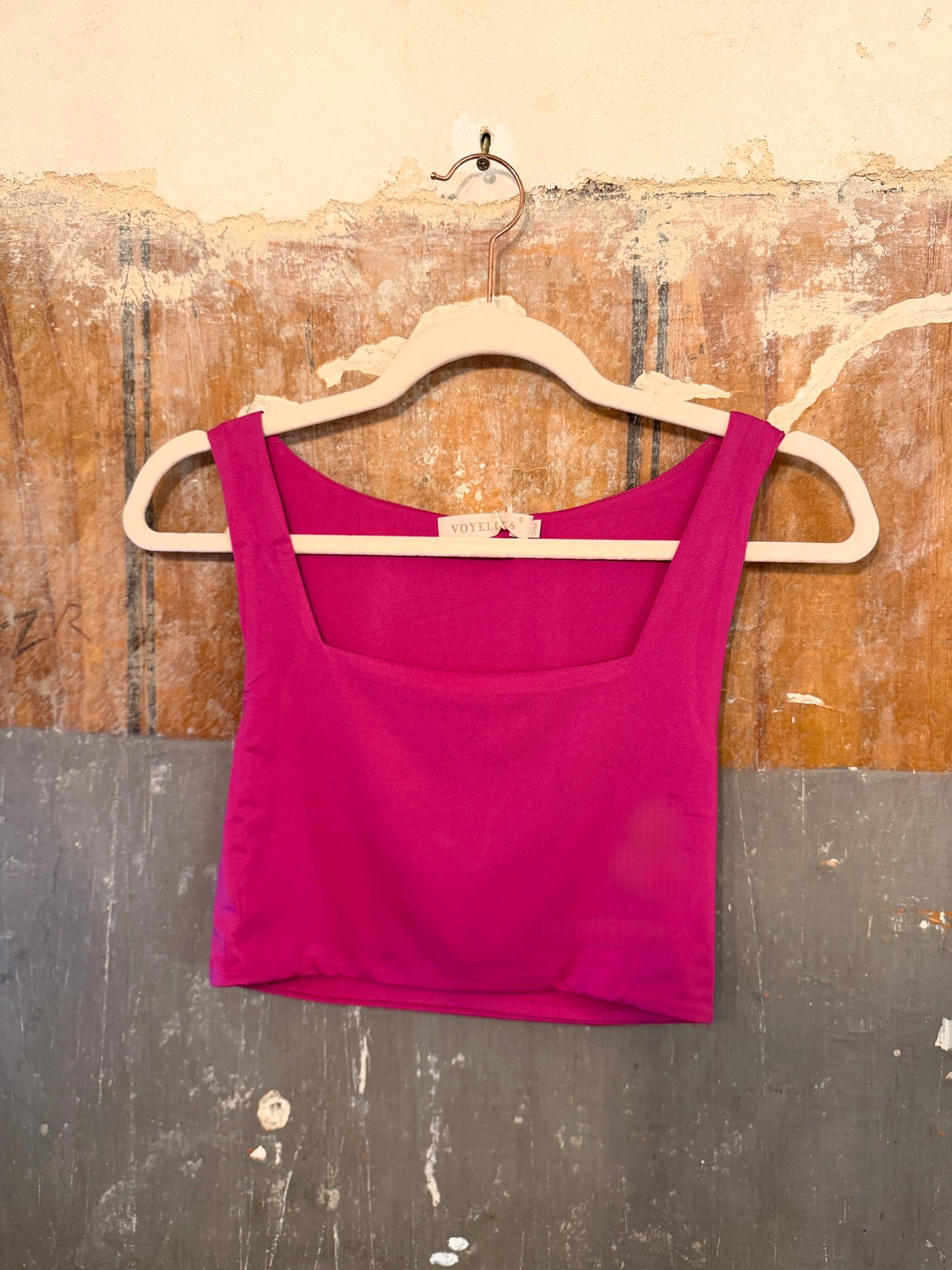 TOP CROP IN LYCRA CICLAMINO