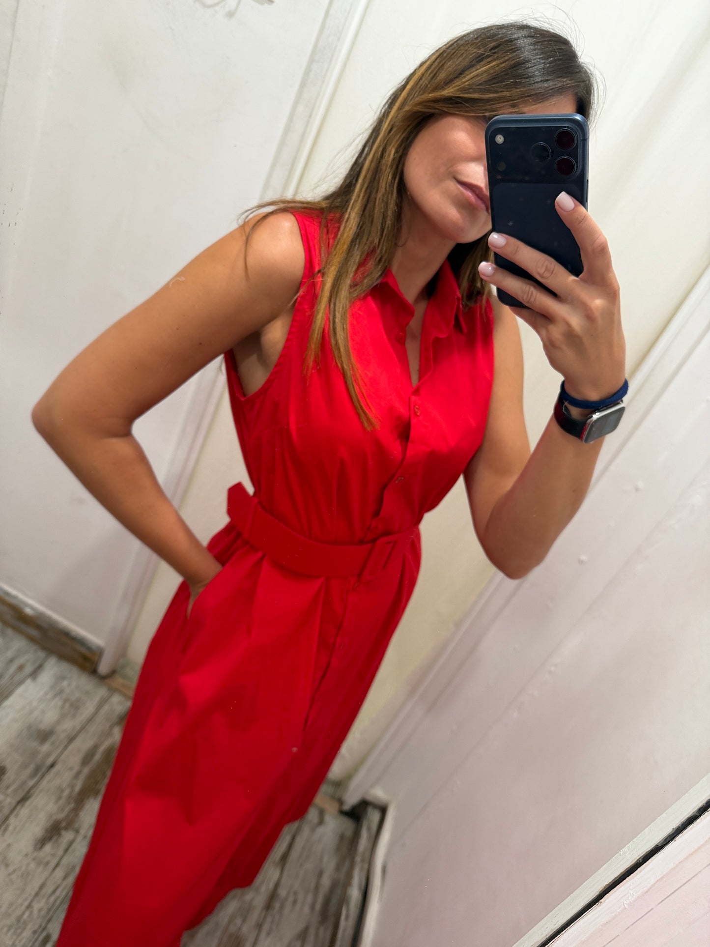 ABITO CHEMISIER COTONE ROSSO