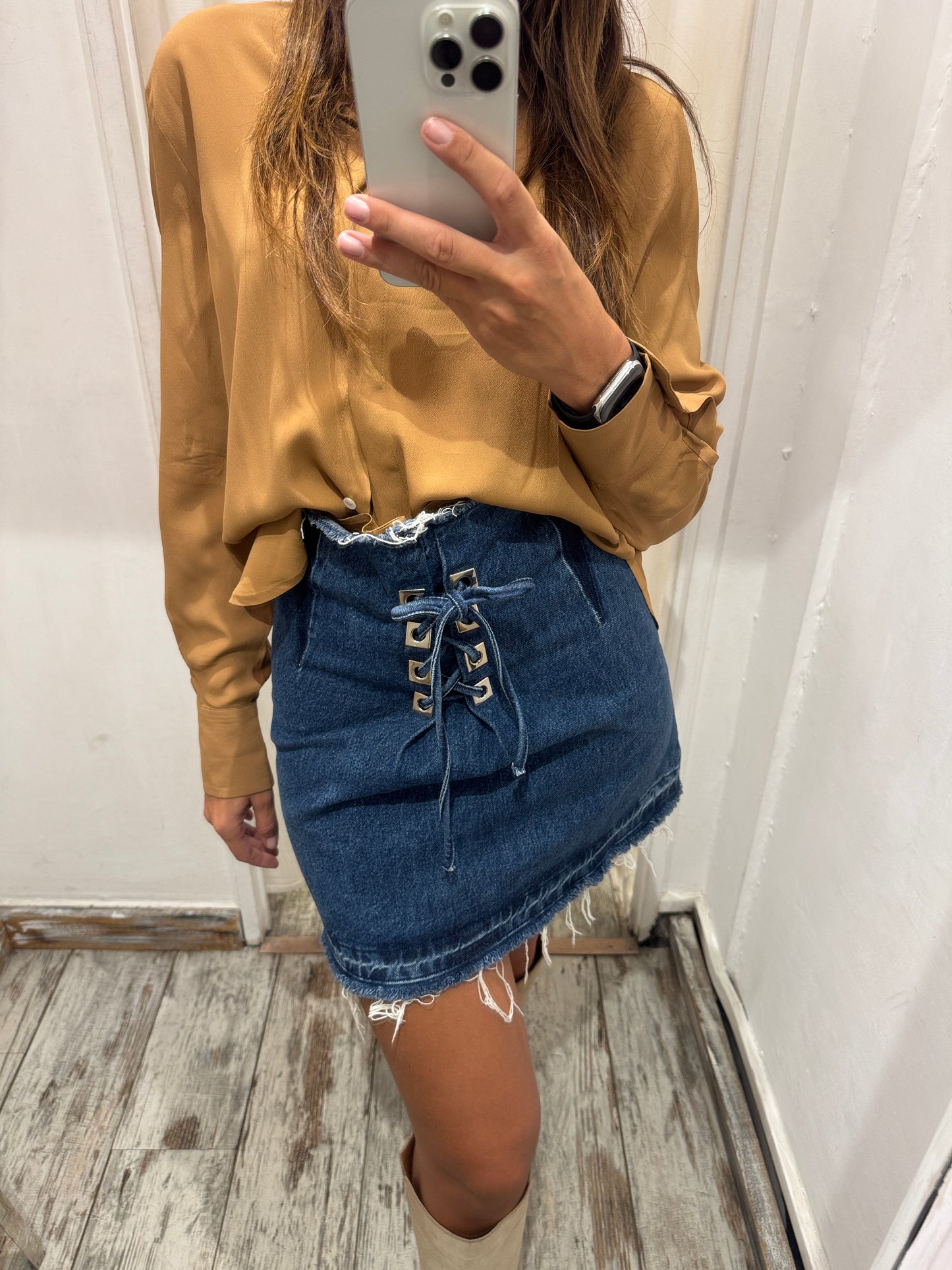 GONNA CORTA SANDRO DENIM SVASATA