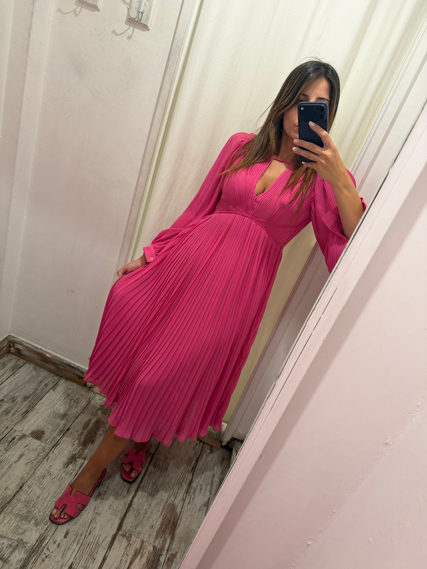 ABITO MICHAEL KORS PLISSÈ FUCSIA