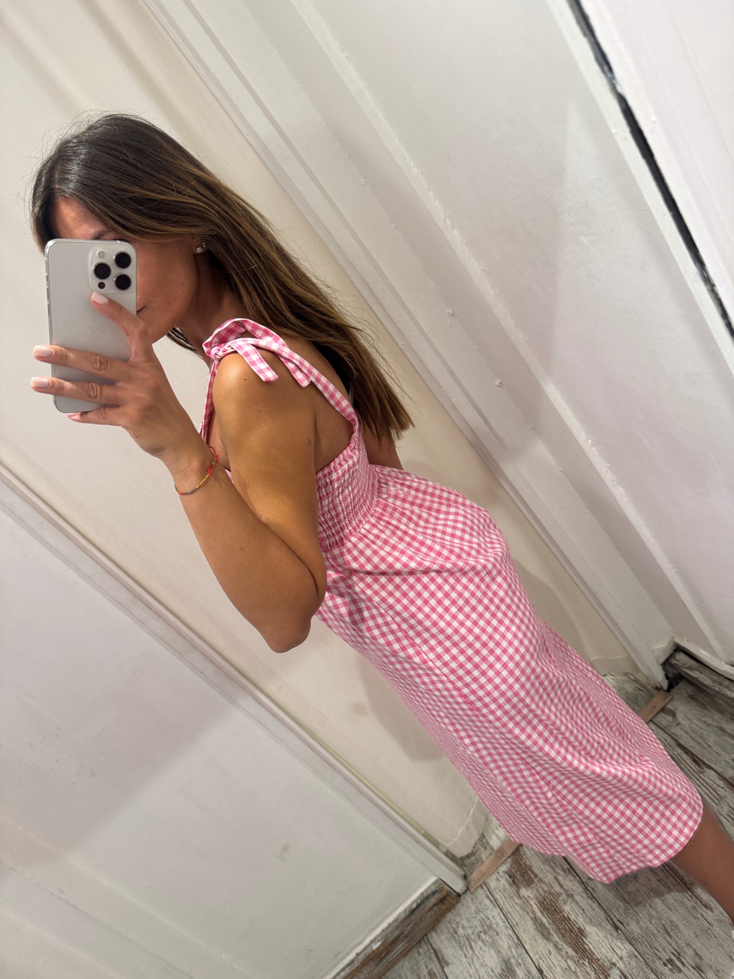 ABITO MIDÌ VICHY ROSA