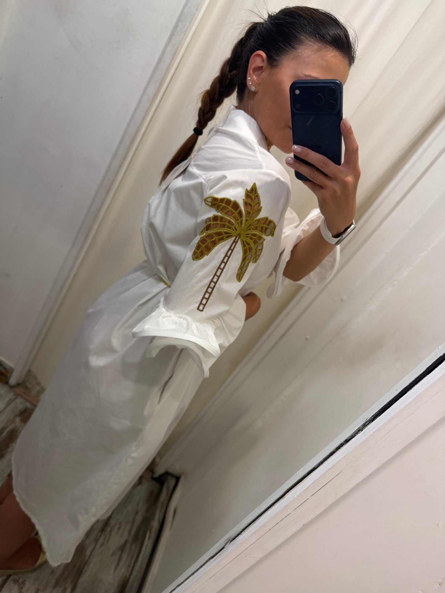 CAMICIONE BIANCO CON PALME