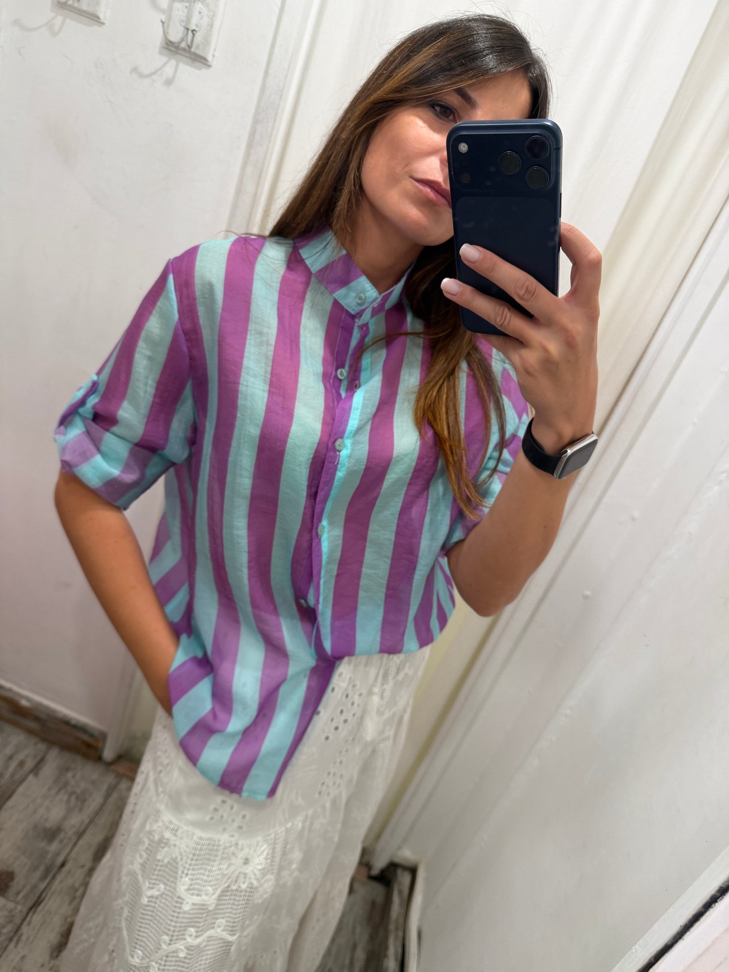 CAMICIA A RIGHE TIFFANY E VIOLA