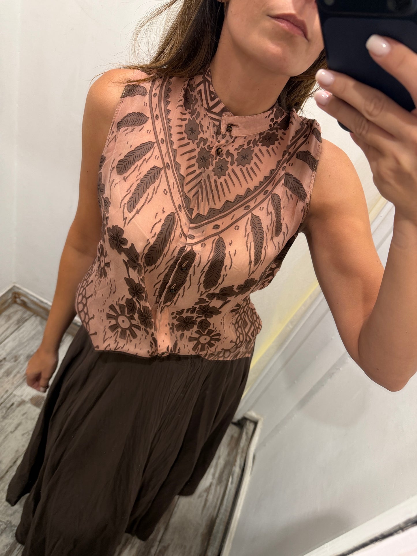 CAMICIA CLASS ROBERTO CAVALLI ROSA E MARRONE