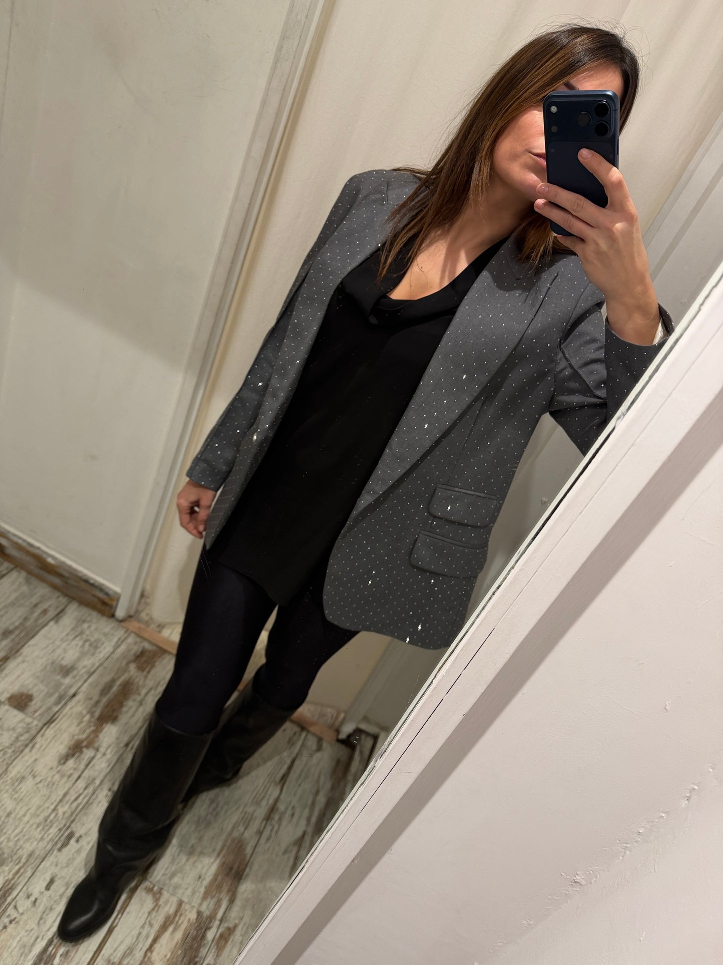 NEW COLLECTION - BLAZER SIMONA CORSELLINI GRIGIO CON STRASS