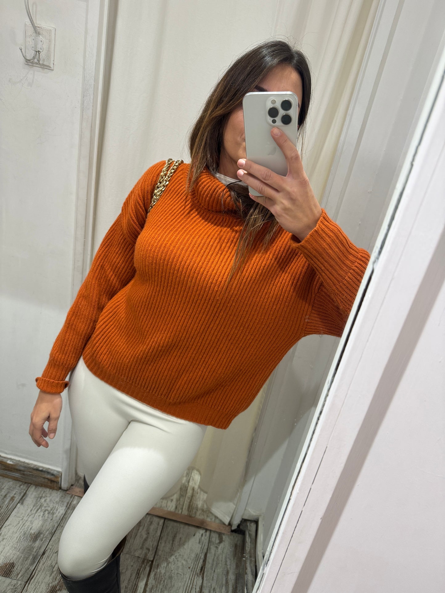 MAGLIA INCONTRO 7 ARANCIO LANA E CASHMERE
