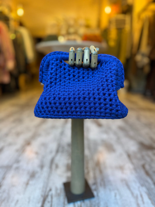 CLUTCH BAG BLU FONDO IN PELLE