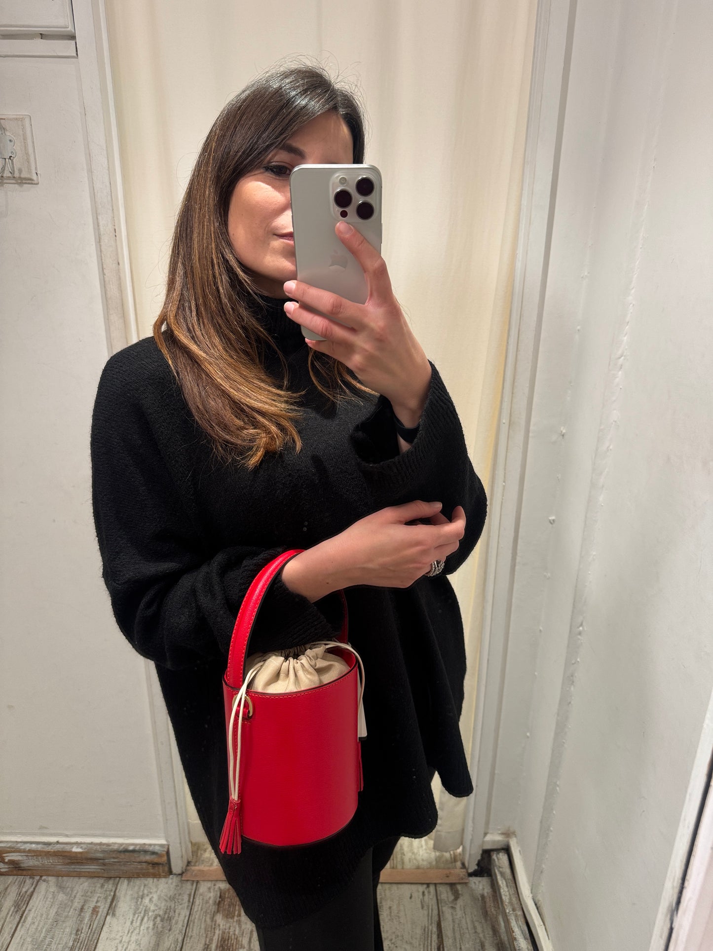 SECCHIELLO IN PELLE ROSSO