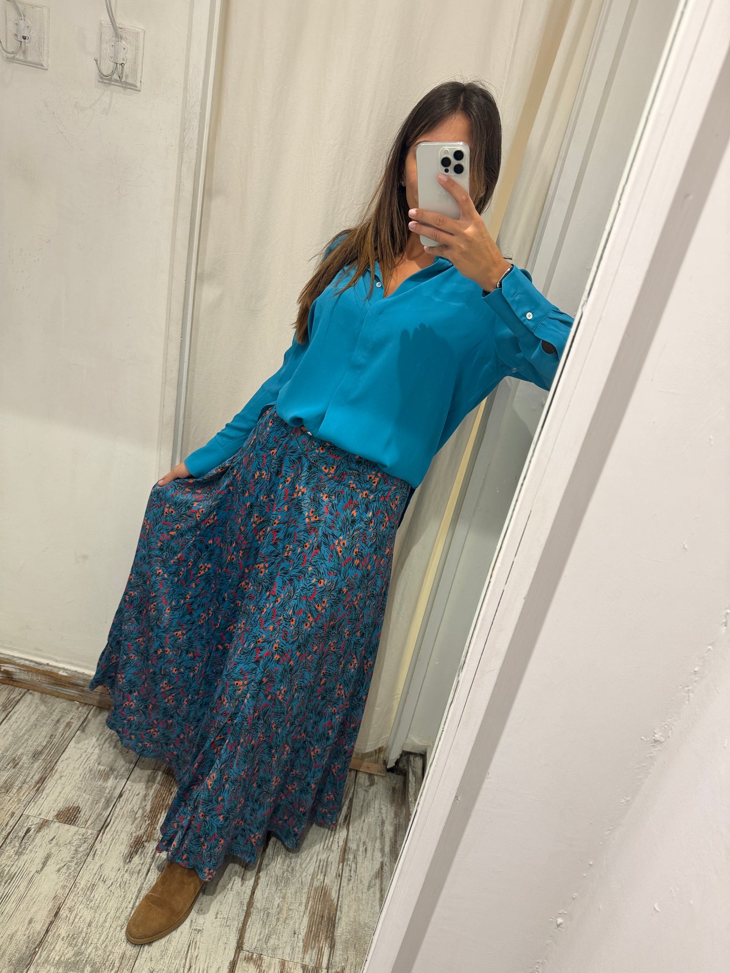 CAMICIA CHIFFON TURCHESE