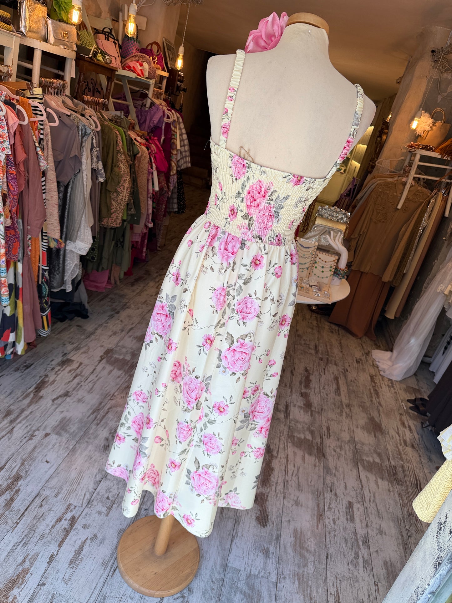 NEW COLLECTION - ABITO LONGUETTE GIALLO FIORI ROSA
