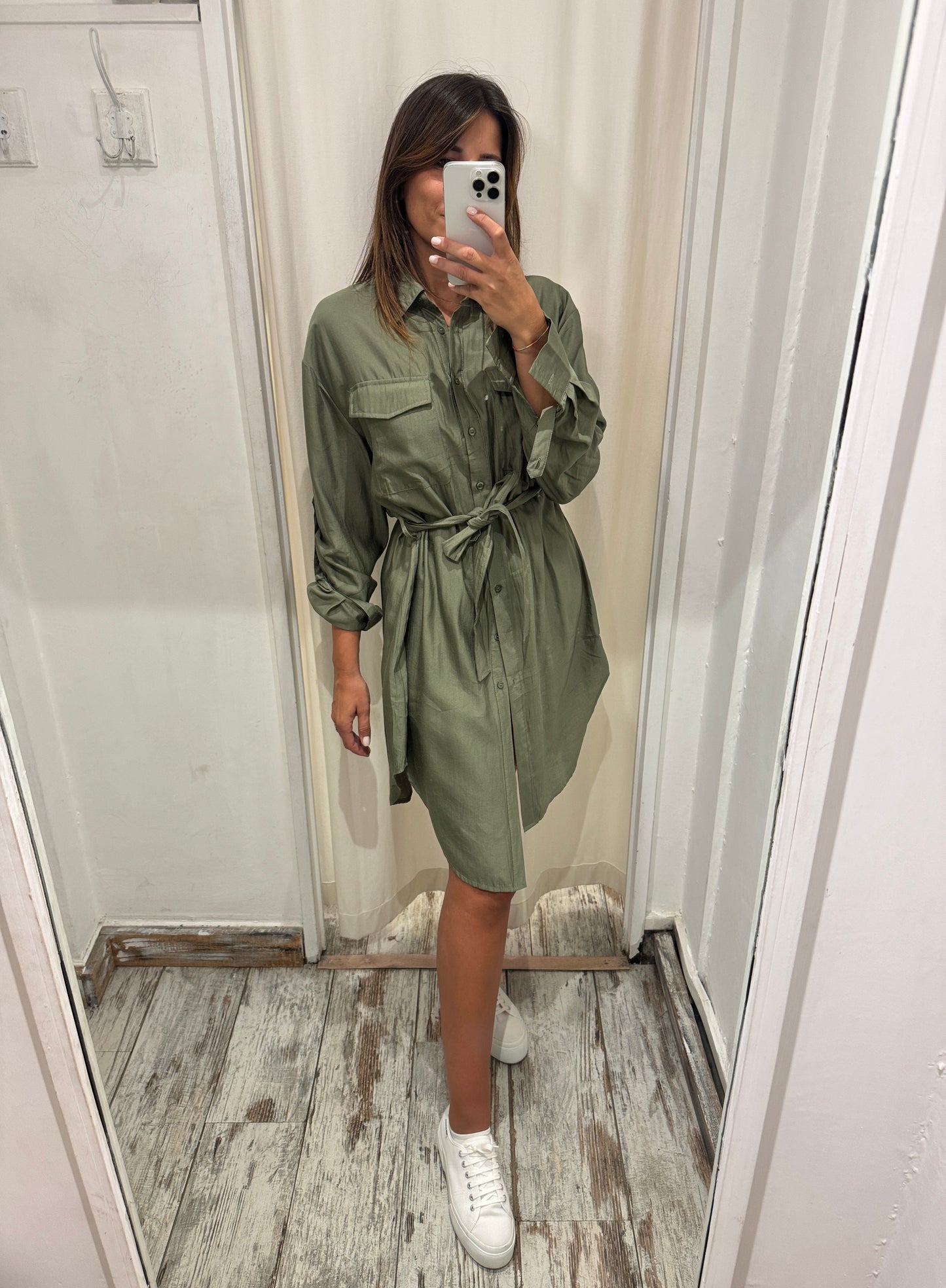 ABITO CHEMISIER MIDI VERDE MILITARE