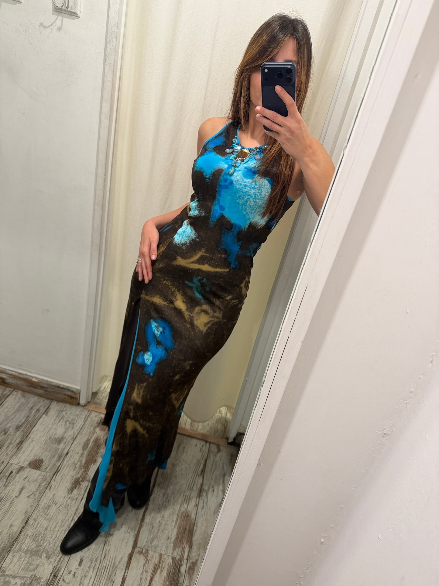 NEW COLLECTION - ABITO MARIA GRAZIA SEVERI MARRONE TURCHESE