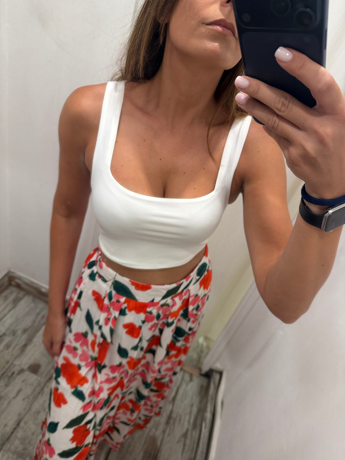 CROP TOP IN LYCRA BIANCO