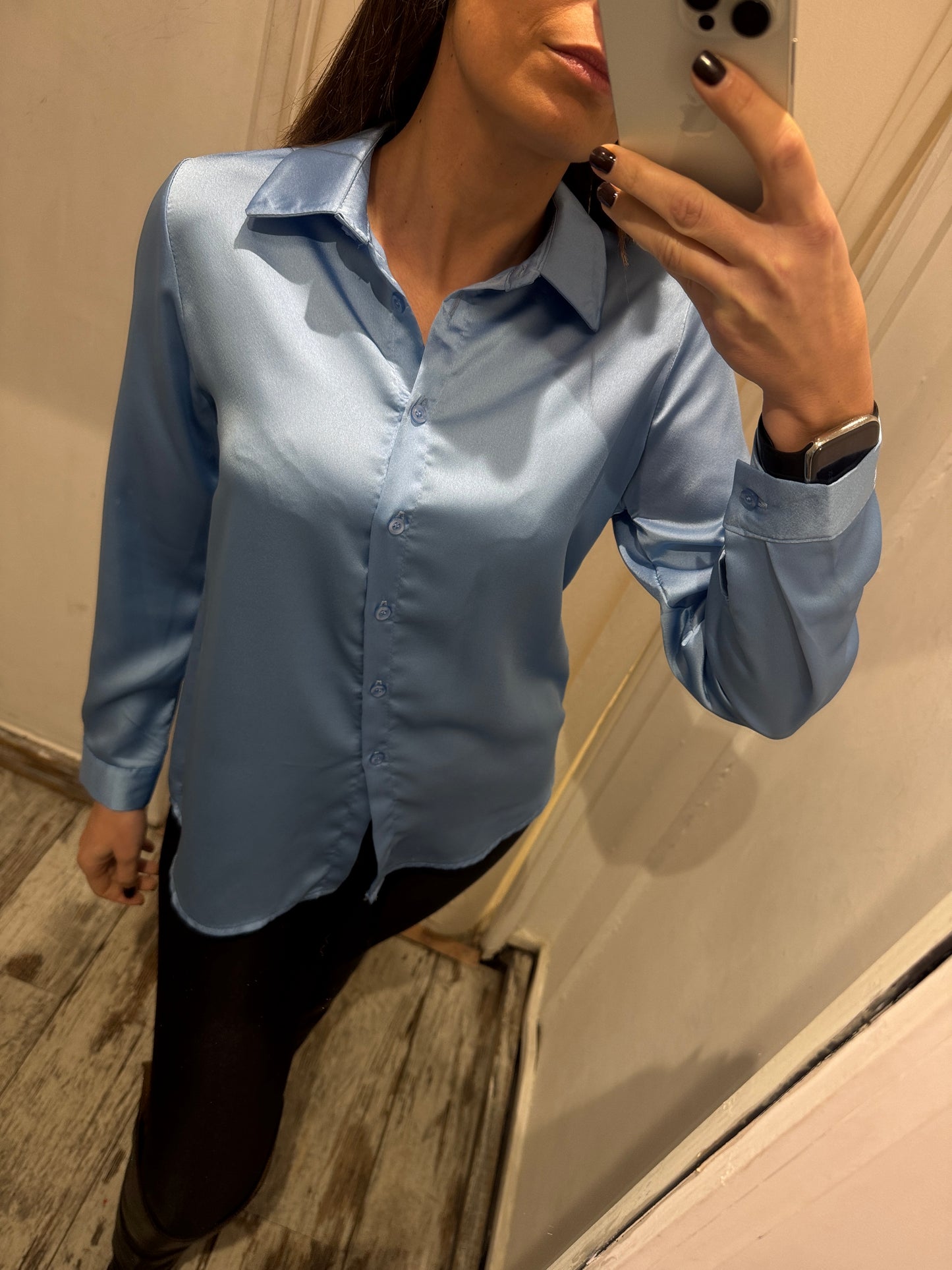 NEW COLLECTION - CAMICIA SATIN CELESTE