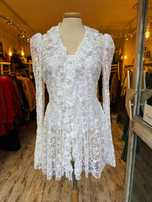 TWIN SET PHILOSOPHY IN TULLE RICAMATO BIANCO