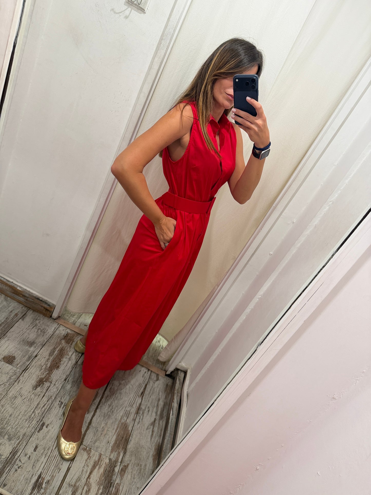 ABITO CHEMISIER COTONE ROSSO