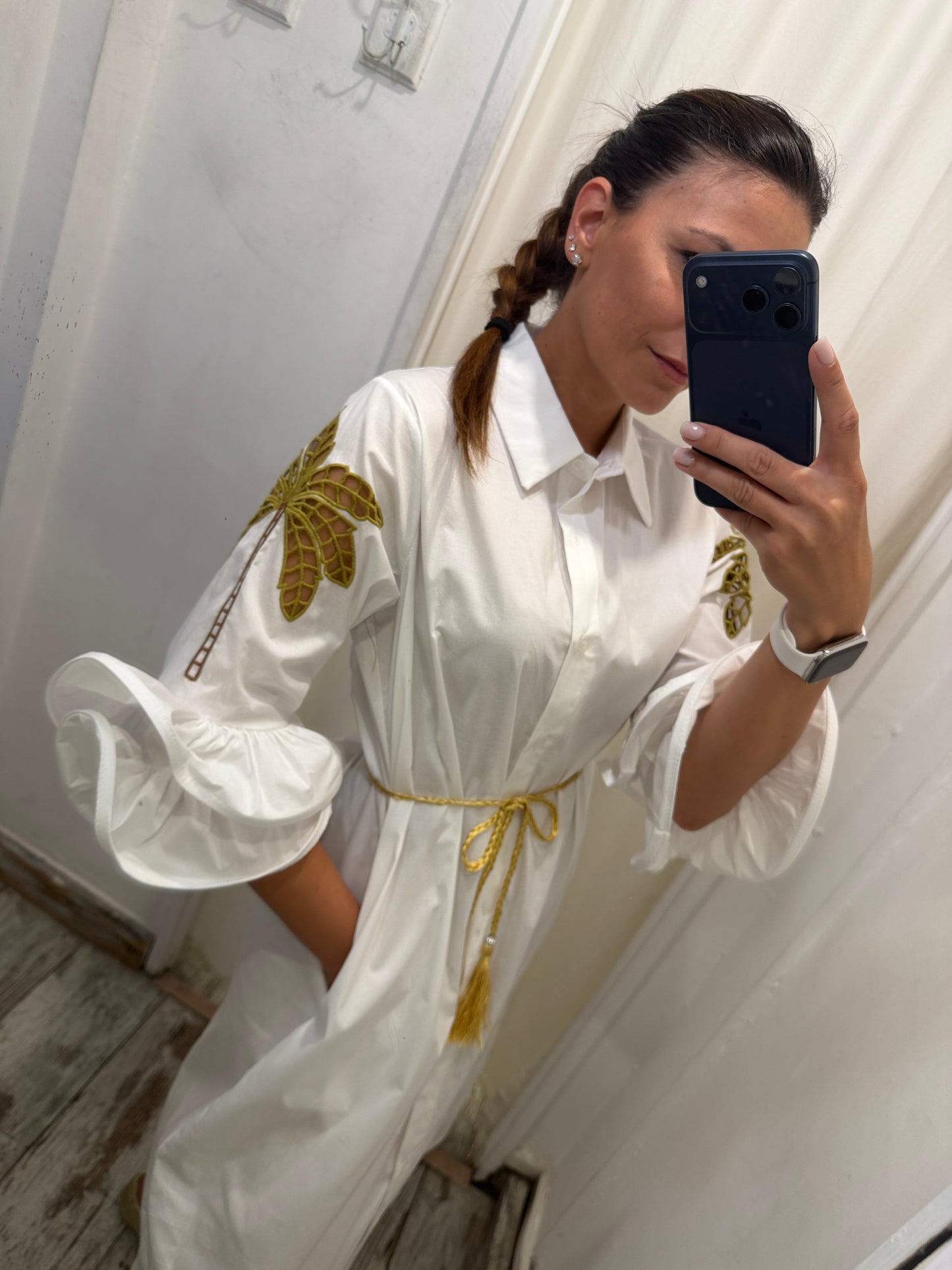 CAMICIONE BIANCO CON PALME