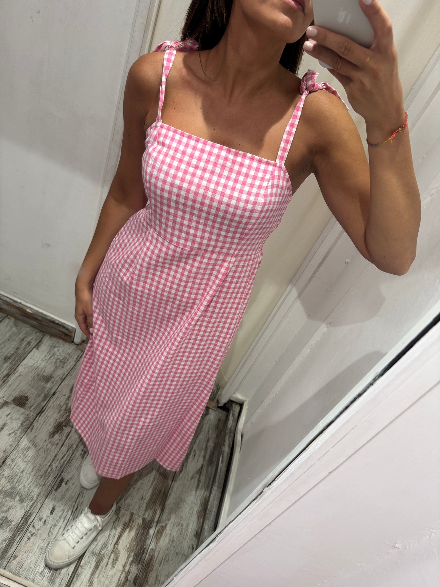 ABITO MIDÌ VICHY ROSA