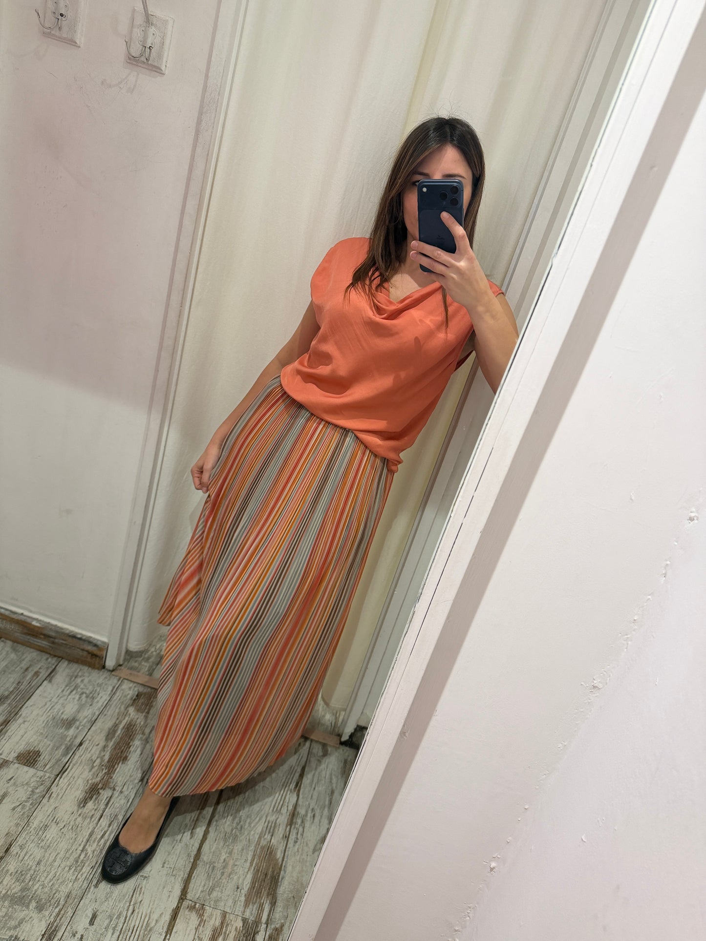 NEW COLLECTION - BLUSA LES COPAINS ARANCIO SATIN