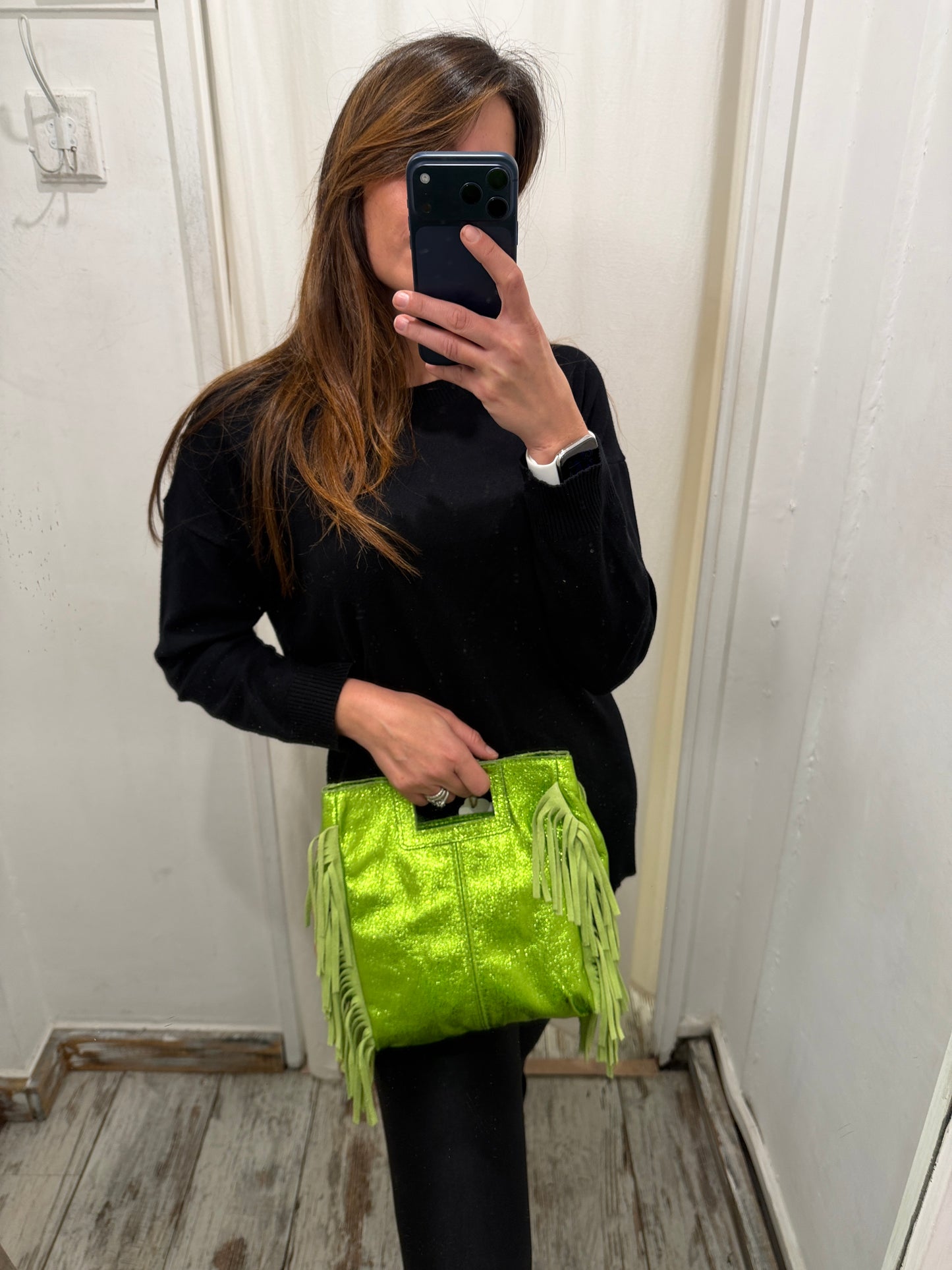 BORSA CUBE FRANGE METAL VERDE