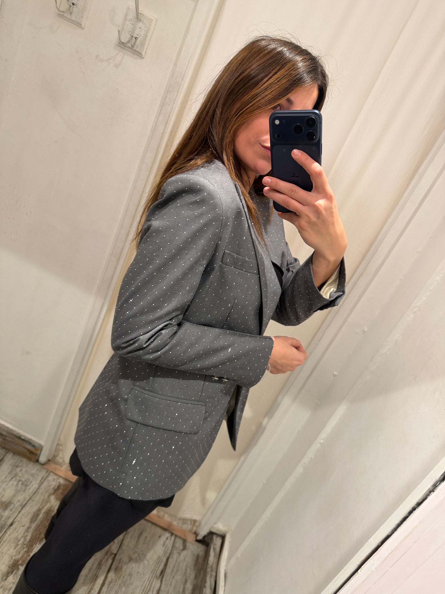 NEW COLLECTION - BLAZER SIMONA CORSELLINI GRIGIO CON STRASS