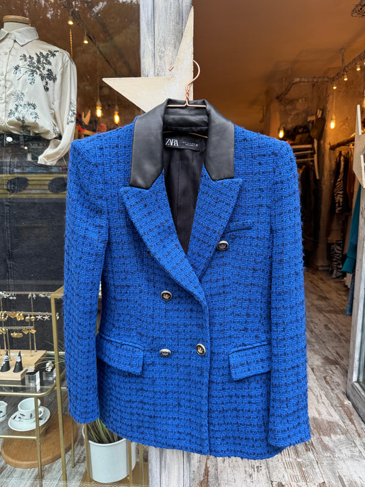BLAZER ZARA BLU ELETTRICO BOUCLÈ