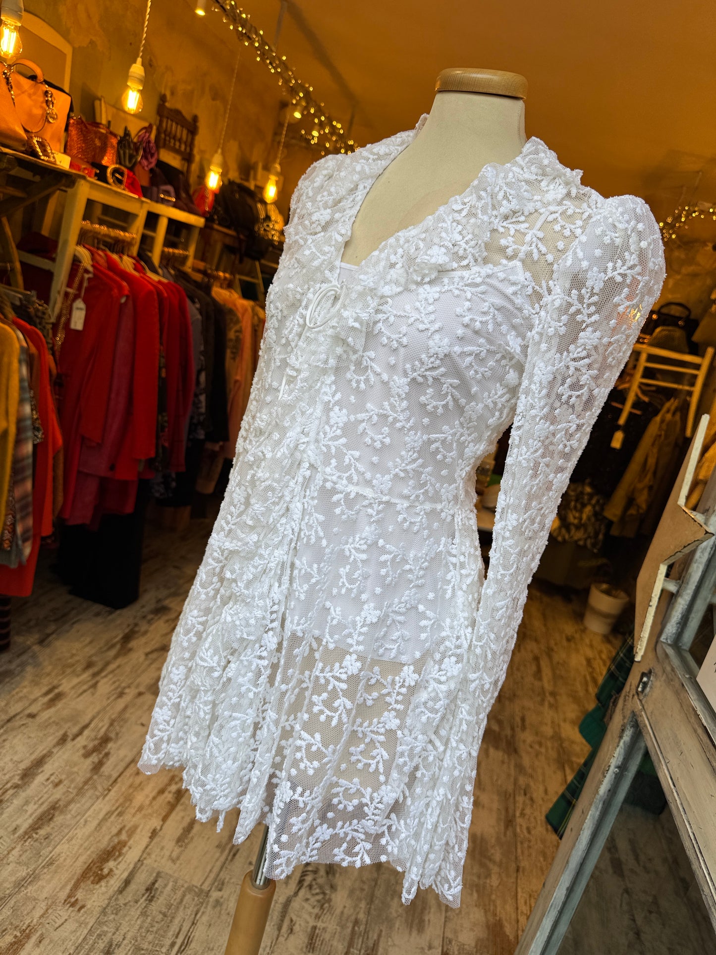 TWIN SET PHILOSOPHY IN TULLE RICAMATO BIANCO
