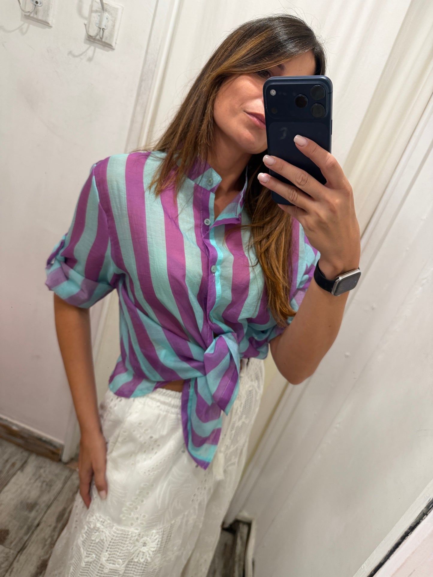 CAMICIA A RIGHE TIFFANY E VIOLA