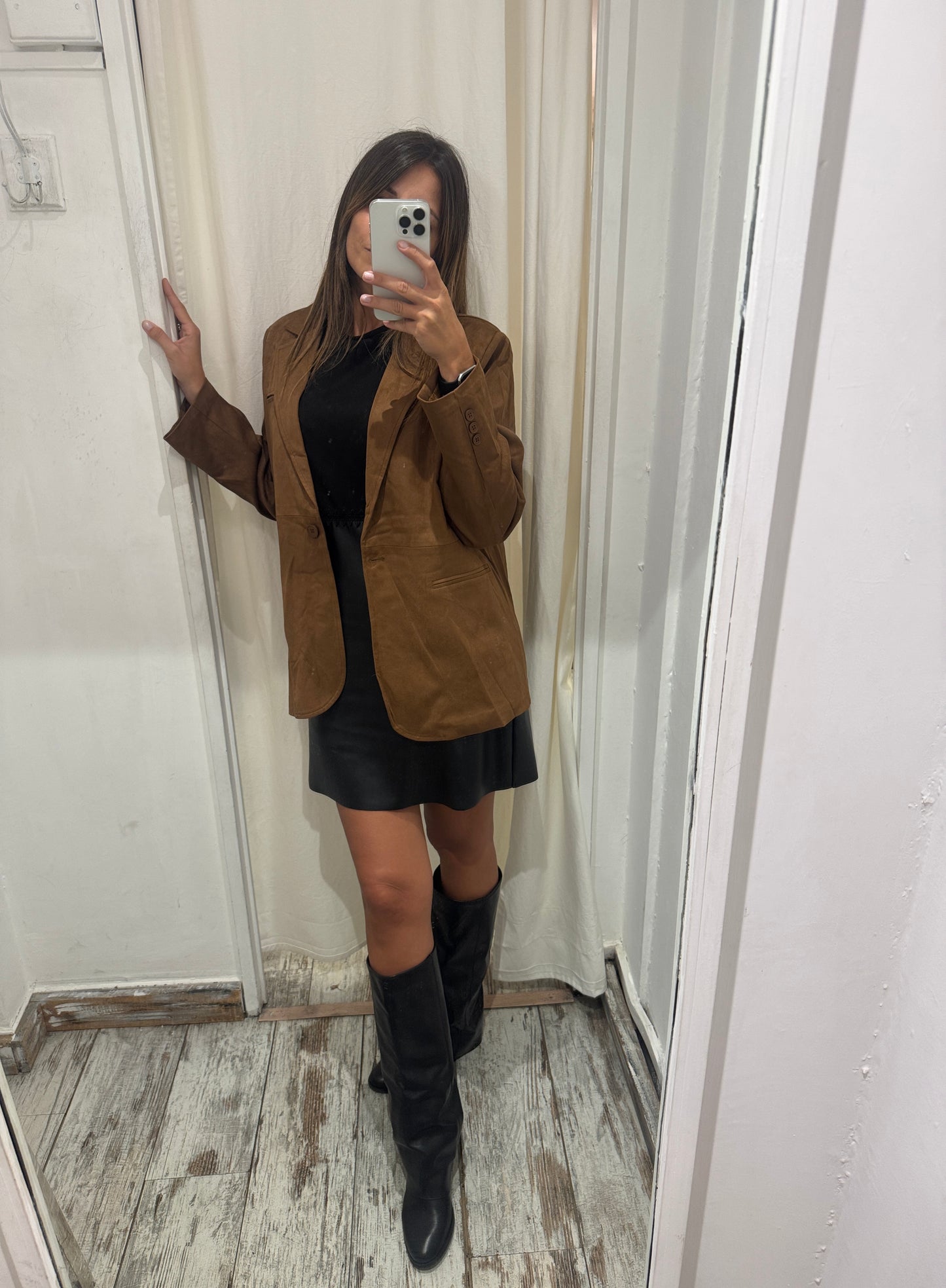 BLAZER OVER SUEDE MARRONE
