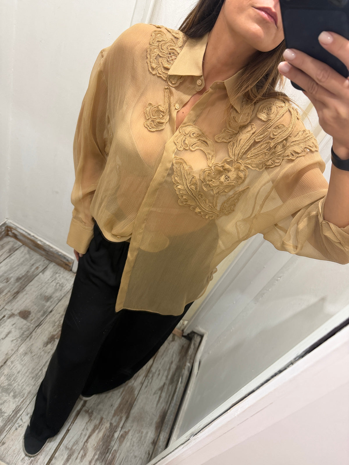 CAMICIA ERMANNO SCERVINO SETA CAMMELLO