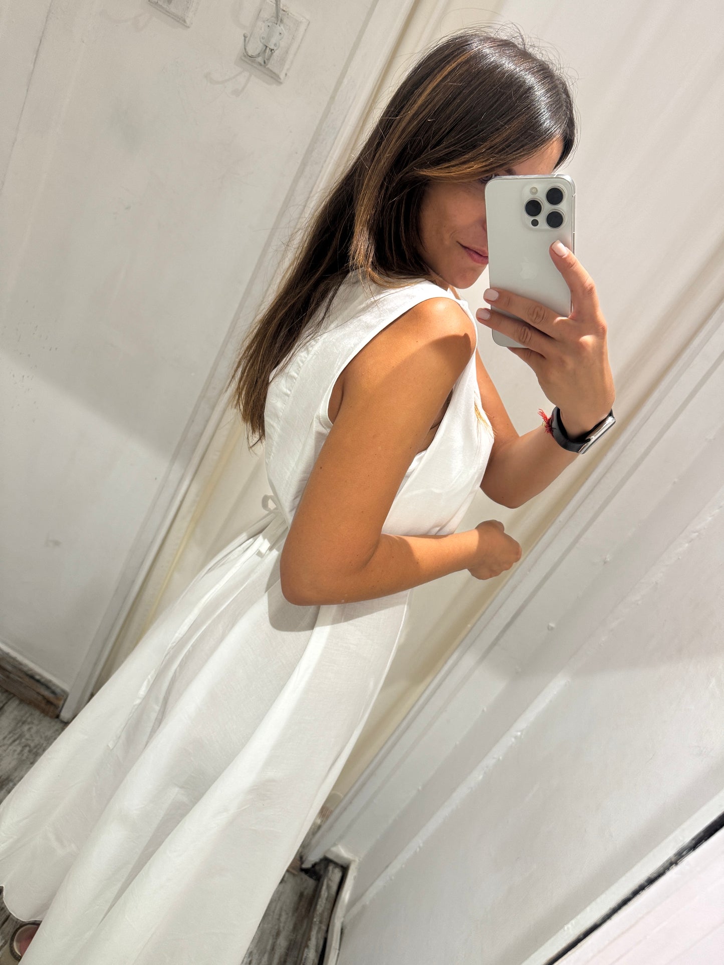 ABITO MIDI BIANCO SVASATO