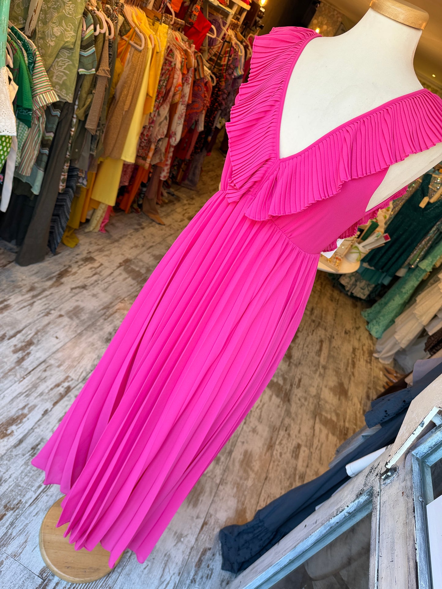ABITO TWIN SET PLISSÈ FUCSIA