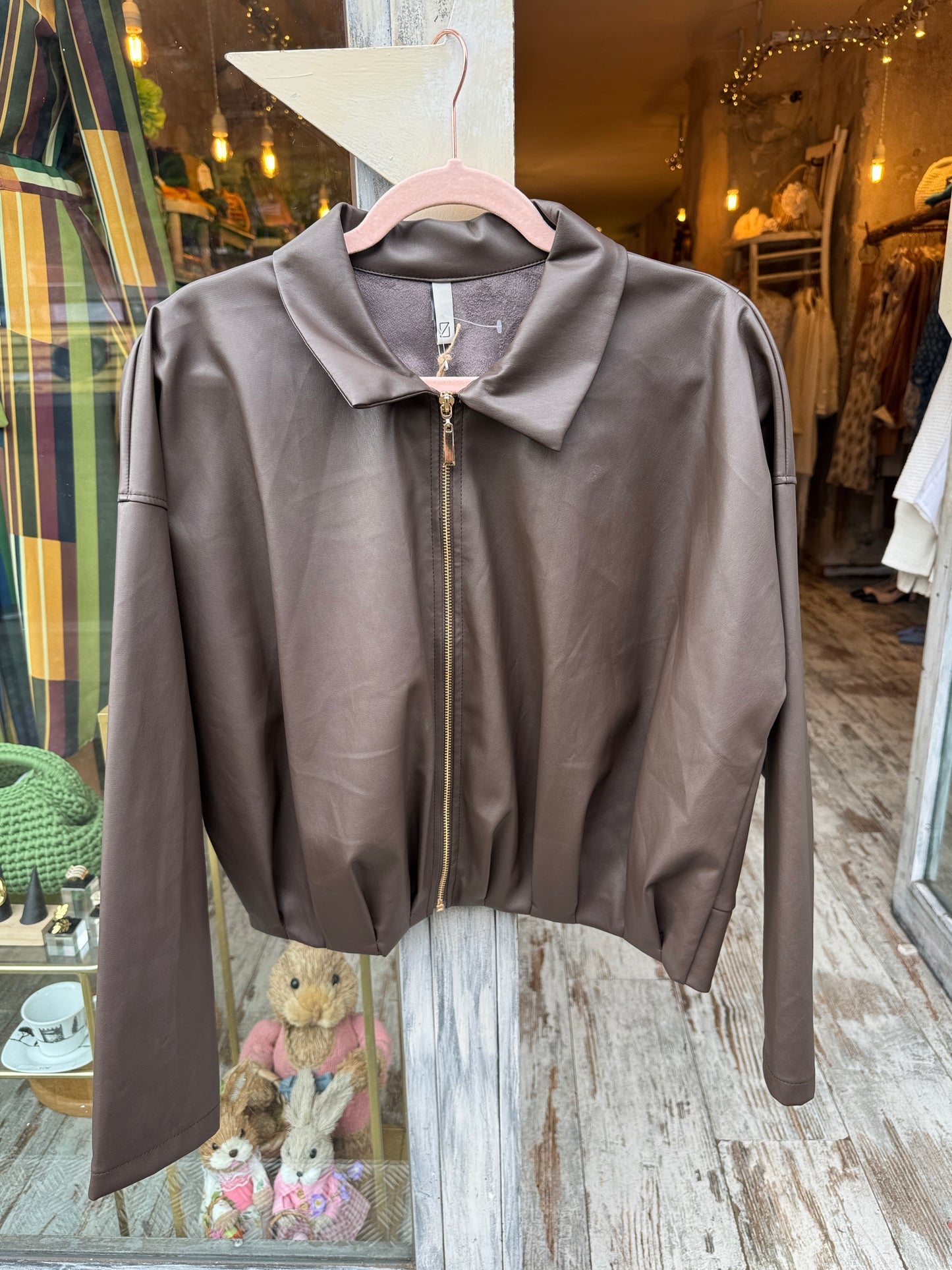 NEW COLLECTION - BOMBER ECOPELLE MARRONE