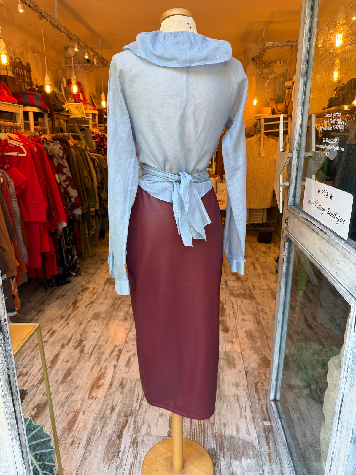 BLUSA SALVATORE FERRAGAMO A PORTAFOGLIO CELESTE ROUCHES