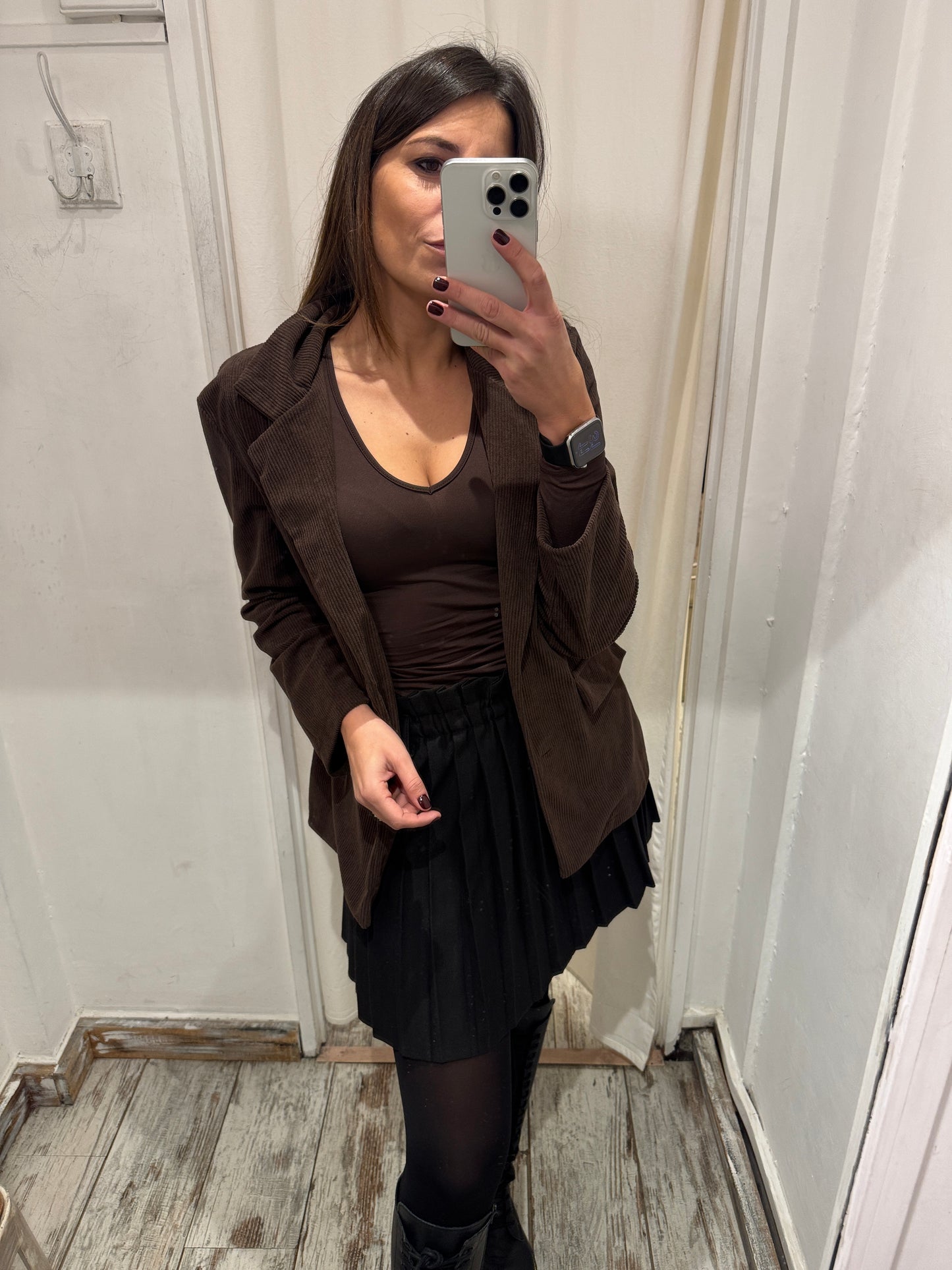 BLAZER VELLUTO COSTINE MARRONE