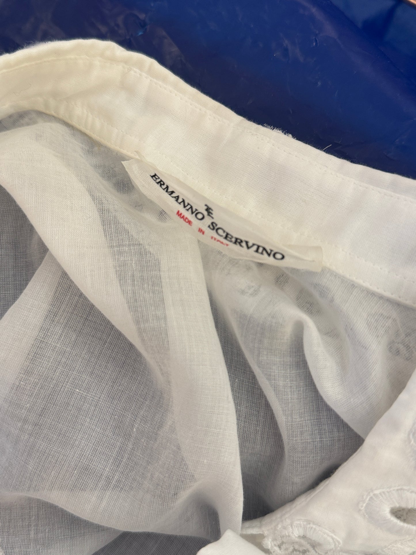 CAMICIA OVER ERMANNO SCERVINO BIANCO INSERTI PIZZO