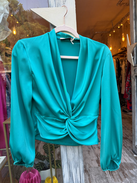 BLUSA MO.DE.RN SATIN TURCHESE