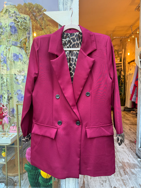 BLAZER OVER BORDEAUX FODERA ANIMALIER