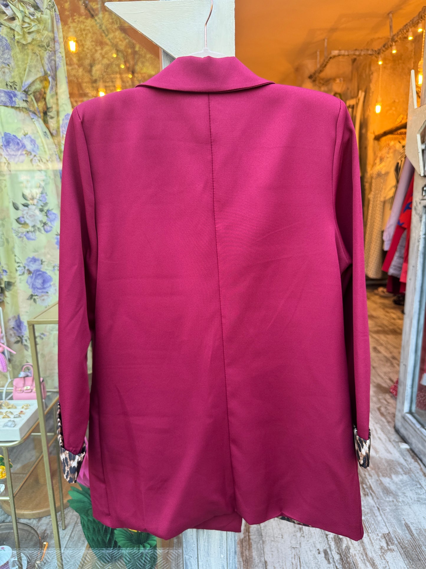 BLAZER OVER BORDEAUX FODERA ANIMALIER
