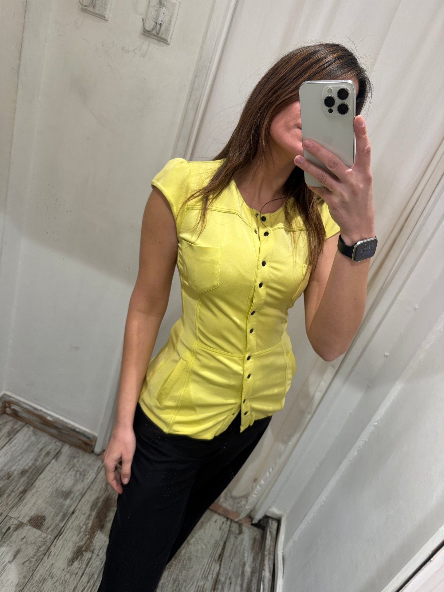 NEW COLLECTION - CAMICIA PIANURA STUDIO LYCRA GIALLO FLUO