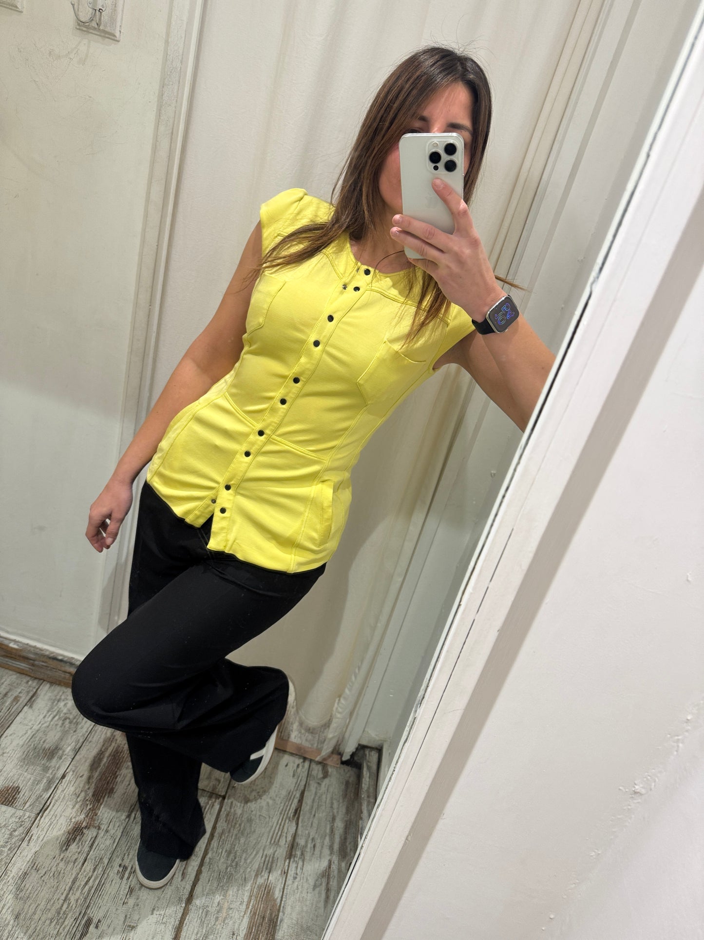 NEW COLLECTION - CAMICIA PIANURA STUDIO LYCRA GIALLO FLUO