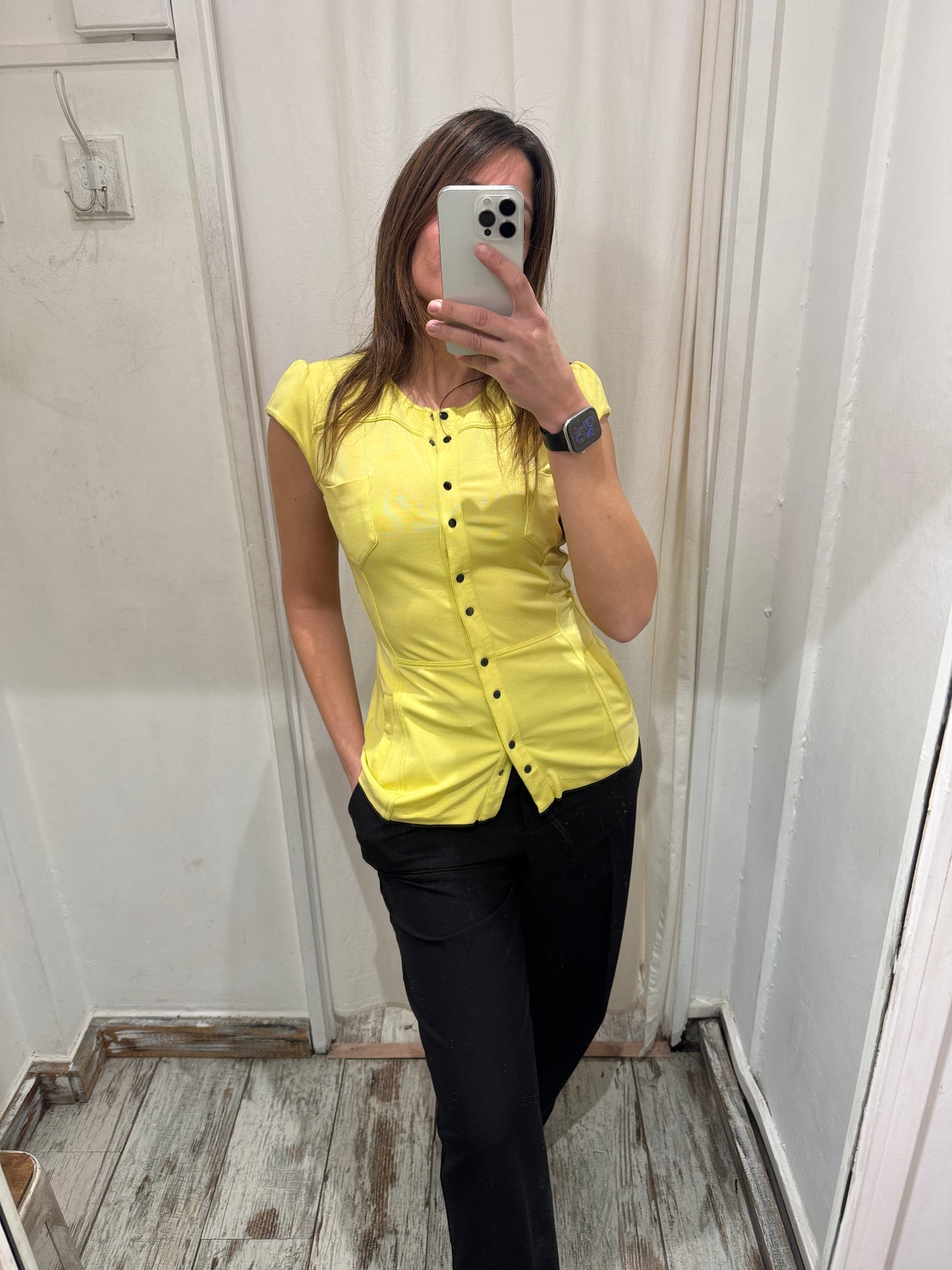 NEW COLLECTION - CAMICIA PIANURA STUDIO LYCRA GIALLO FLUO