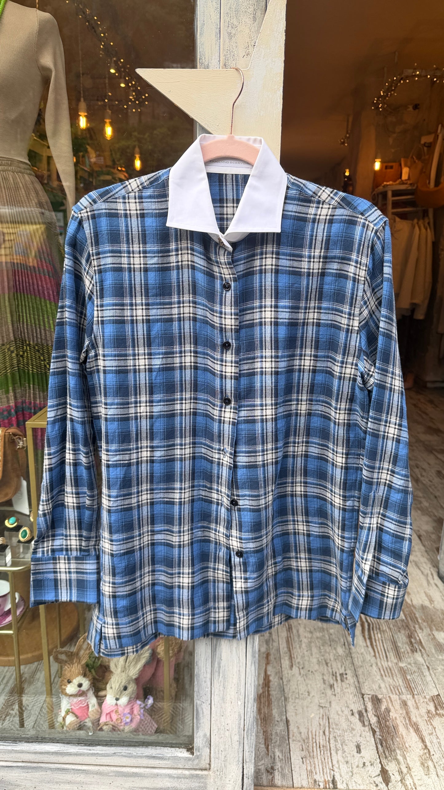 NEW COLLECTION - CAMICIA ERMANNO SCERVINO TARTAN AZZURRO