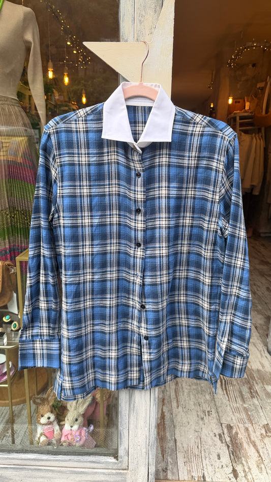 NEW COLLECTION - CAMICIA ERMANNO SCERVINO TARTAN AZZURRO