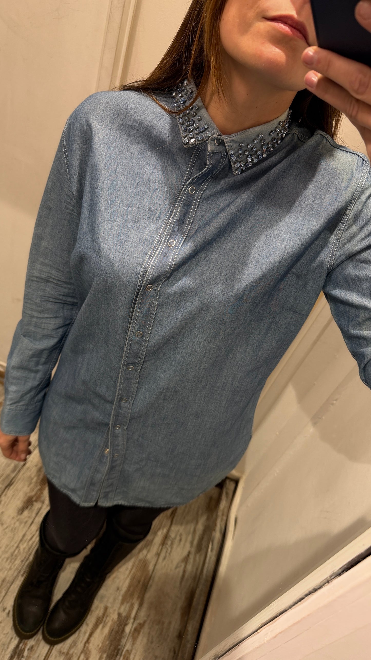 NEW COLLECTION - CAMICIA ERMANNO SCERVINO DENIM LUNGA