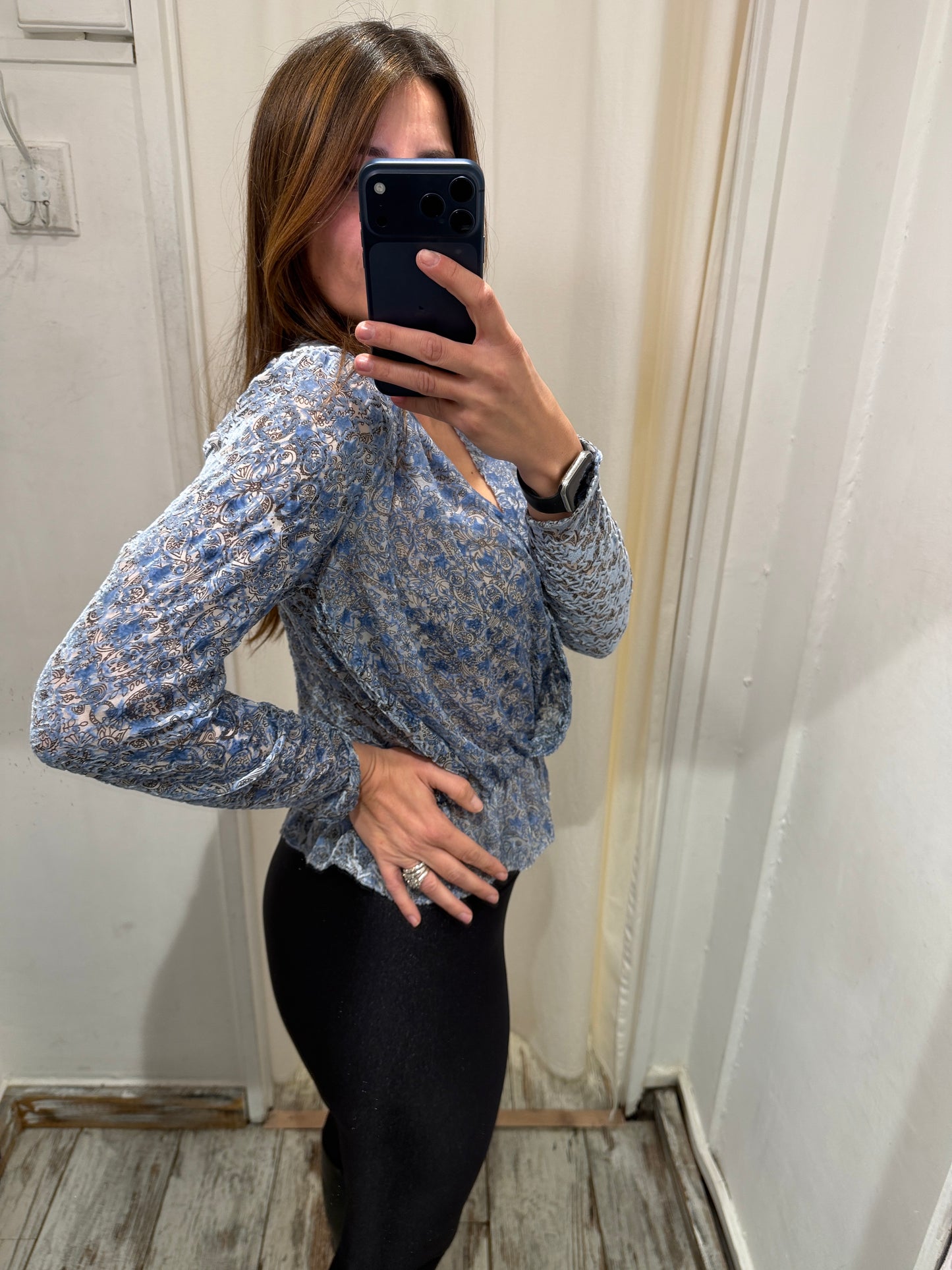 NEW COLLECTION - BLUSA ZADIG&VOLTAIRE FANTASIA MISTO SETA E VELLUTO CELESTE